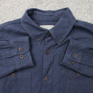 Duluth Trading Shirt Mens Large Blue Free Swingin' Flannel Long Sleeve Cotton